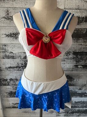 Sailor Moon White, Blue & Red Sailor-Inspired Bikini Set